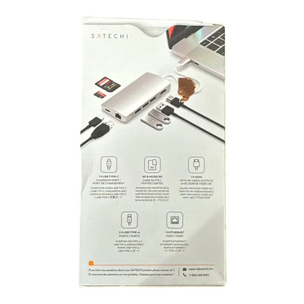 Satechi USB-C Multiport Adapter V2 - New Open Box - 4K HDMI, Ethernet, SD, USB-A